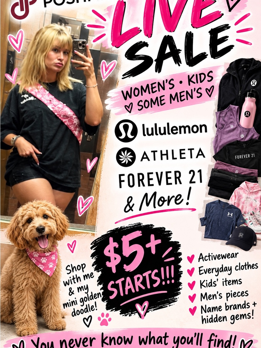 Live Sale Graphic Tee with Pink Sash